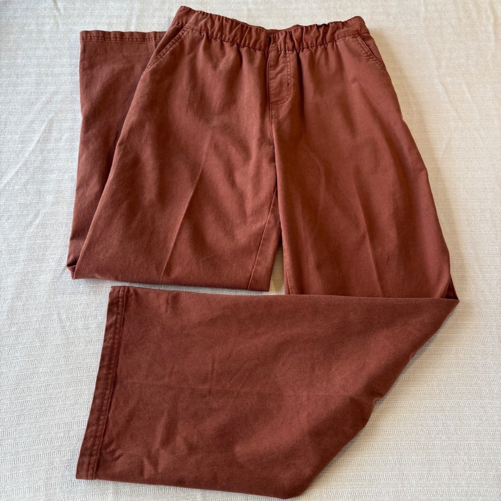 Appleseed's Women Rust Brown Wide Leg Pull On Pants Lyocell Cotton Blend Size 8